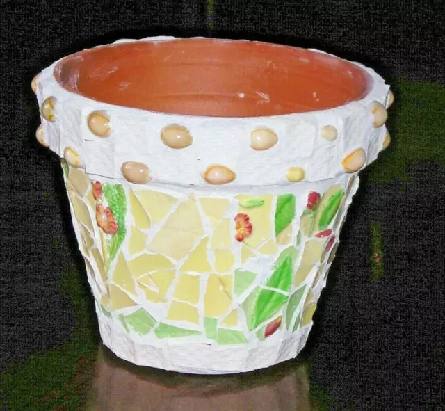 Fit of Pique Hand Made Mosaic Garden Pot CARLTON WARE Yellow 6" 3