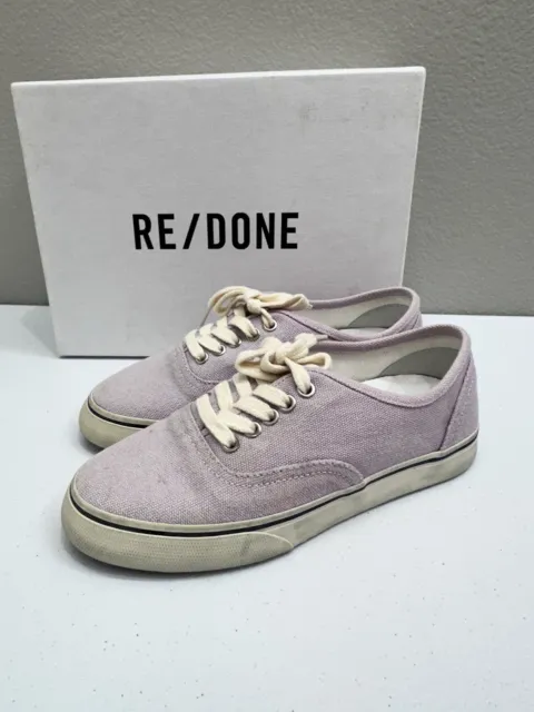 Re/Done Womens 70s Vintage Low Top Skate Sneakers in Faded Lilac Size 7.5 Shoes