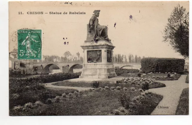 CHINON - Indre & Loire- CPA 37 - La Statue de Rabelais