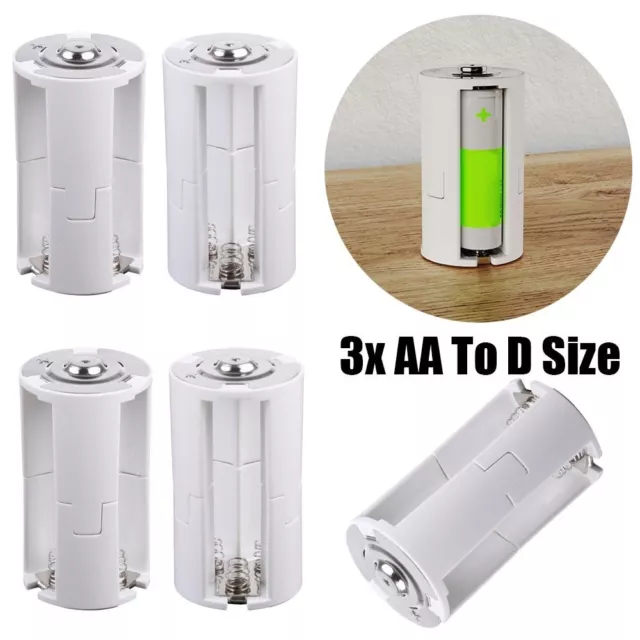 3x AA To D Size Cell Battery Converter Switcher Adaptor Case Batteries Adapter