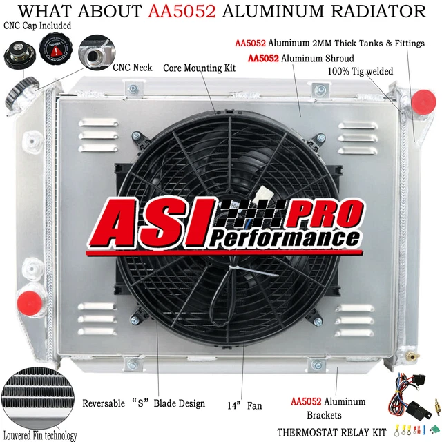 4 ROW Radiator+Shroud Fan+Relay FOR 67-1968 Ford Galaxie Thunderbird Mercury