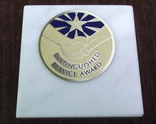 distinguished service award  paperweight marble award metal insert personalized