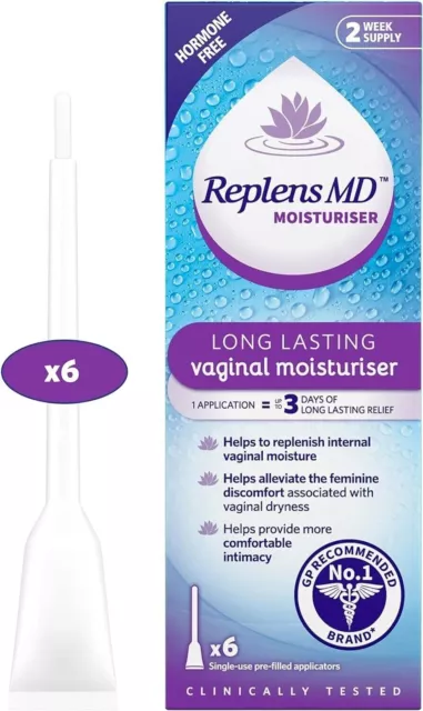 Replens MD Longer Lasting Vaginal Moisturiser - 6 Single Prefilled Applicators