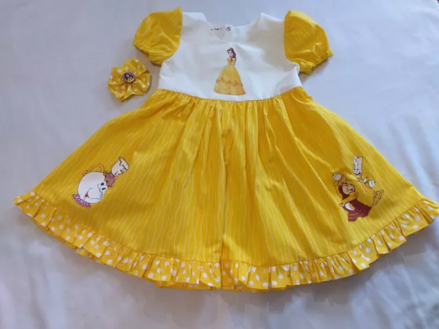 Belle Beauty and the Beast Twirl Dress with Matching Hairbow 2