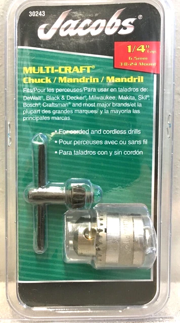 New! Jacobs 30243 1/4"  Multi-Craft Drill Chuck 1/4"  3-Flat Shank - FREE SHIP!