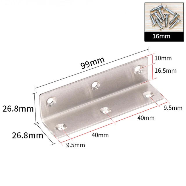 Stainless Steel Corner Brace Joint L Shape 90° Right Angle Brackets Fasteners