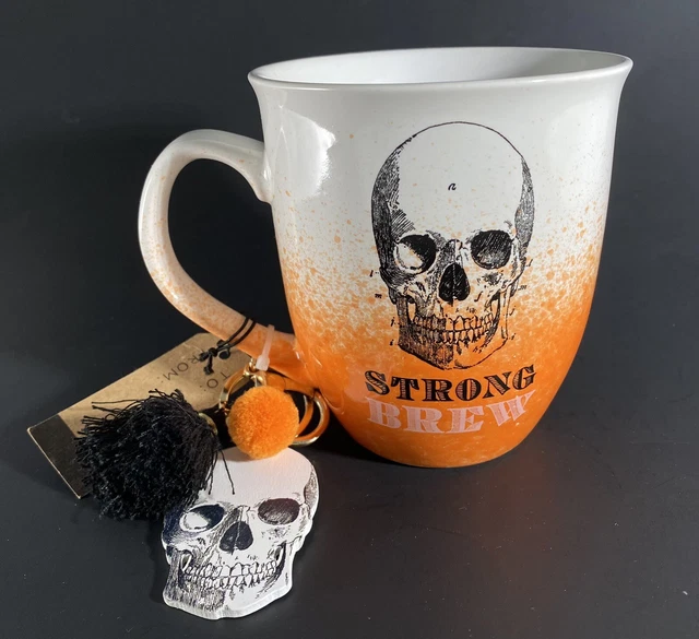 Prima Design STRONG BREW With Skull 16oz Halloween Coffee Mug & Keychain
