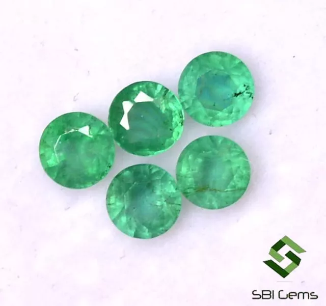 1.22 CTS Natural Emerald Round Cut 4 mm Lot 05 Pcs Calibrated Loose Gemstones