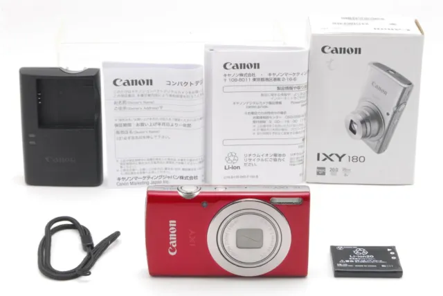 [MINT in Box] Canon IXY 180 Digital Camera Red 20.0MP 8x Optical Zoom From JAPAN