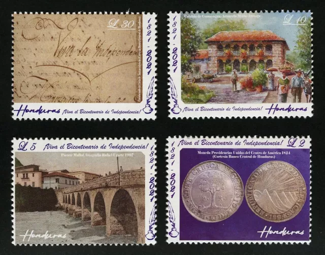 Honduras 2021 Unabhängigkeit Münzen Brücke Gemälde Unabhängigkeitserklärung MNH