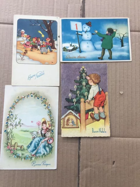 Lotto Quattro Vecchie Cartoline Augurali Old Postcards