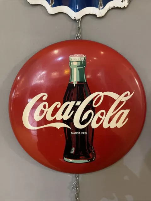 Insegna Coca Cola ORIGINALE 40 cm In Metallo Serigrafata  Sign Schild Plaque