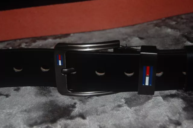 Tommy Hilfiger Belt. Black Leather. Mens size 36 to 42inches approx.