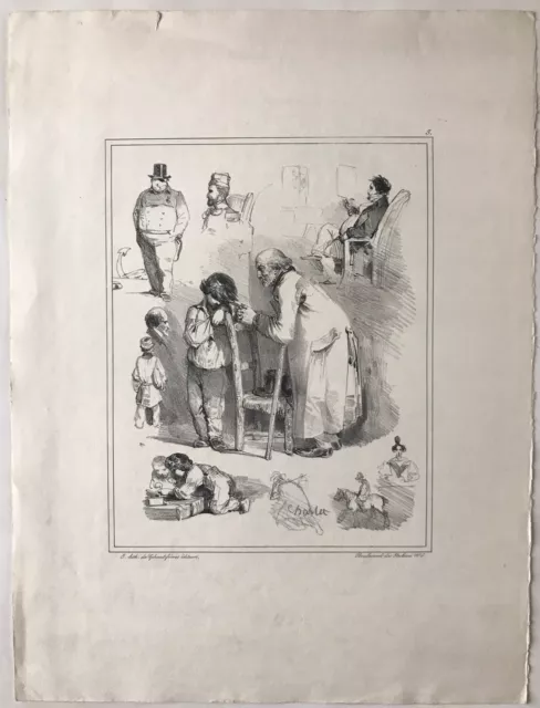 NICOLAS TOUSSAINT CHARLET Lithographie Croquis avec Le Portrait de Billoux 1821