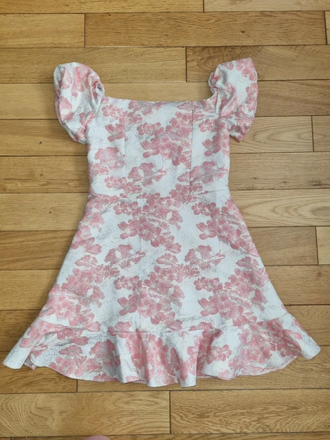 *River Island* Splendido Abito Da Ragazza Rosa Arazzo Metallico Con Spalline
