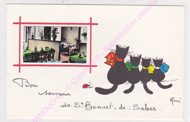 Cpsm 15140 Saint Cap Of Salers Good Souvenir Illustrator Rene The Cat