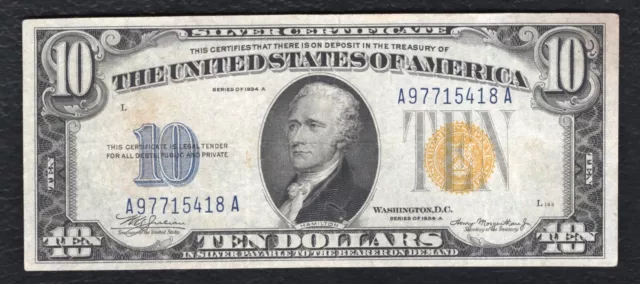 Fr. 2309 1934-A $10 Ten Dollars “North Africa” Silver Certificate Very Fine+