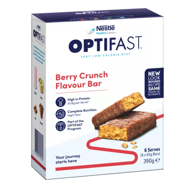 Optifast VLCD 6 x 65g (390g) Bars - Berry Crunch Flavour Meal Replacement Diet