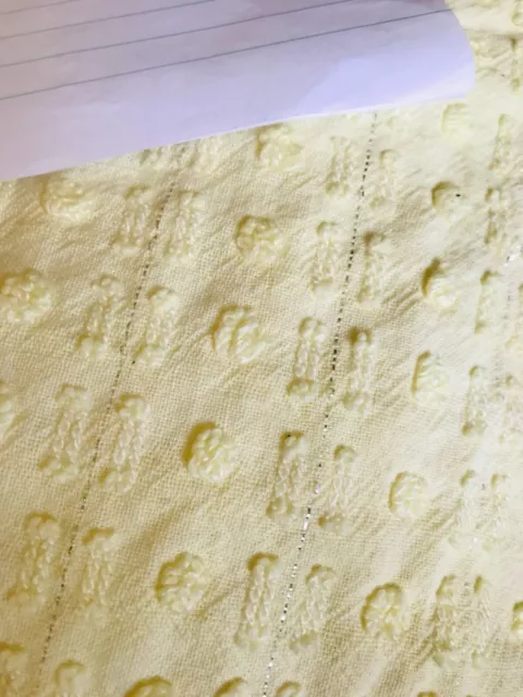 4 yellow pcs VINT CHENILLE BEDSPREAD ripped pieces BUTTONHOLE MORGAN JONES