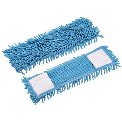 2pcs Chenille Microfiber Mop Replacement Heads 39x12cm Floor Cleaning Pads Blue