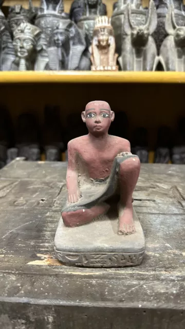 RARE ANCIENT EGYPTIAN ANTIQUITIES Statue Of The Seated Scribe Egypt Antique BC