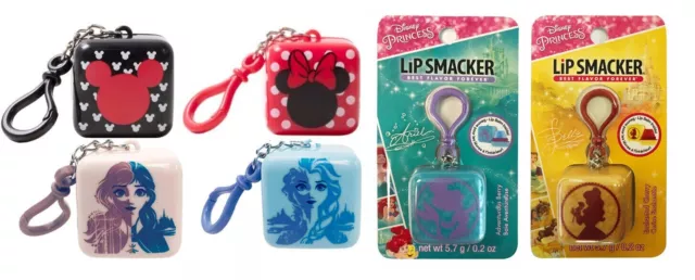 Disney Lip Smacker Mickey Minnie Frozen Anna Belle Ariel Cube Lip Balm Key chain