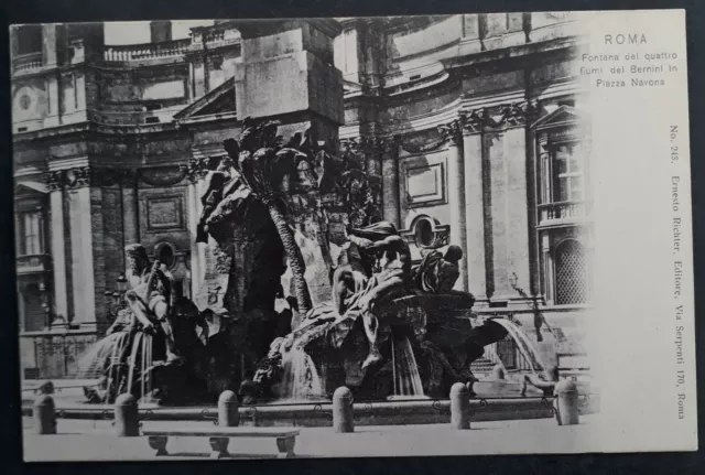 Undated Italy Postcard-Rome, Fuimi Fountain Unused No Stamp