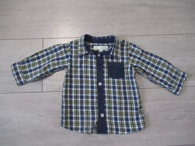 Bébé garçon été chemise à carreaux bleu et jaune 12 mois