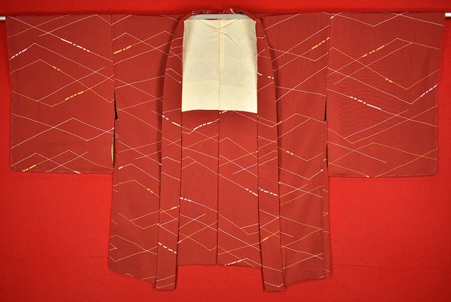 Vintage Japanese Kimono Silk Antique BORO HAORI Kusakizome Dyed/A537/545