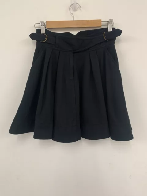 Whistles Pleated Mini Skirt Buckle Detail Black UK 10