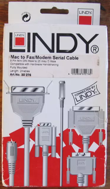 Lindy 8pin mini DIN Male to 25way D Male Fax Modem Serial cable Apple Macintosh