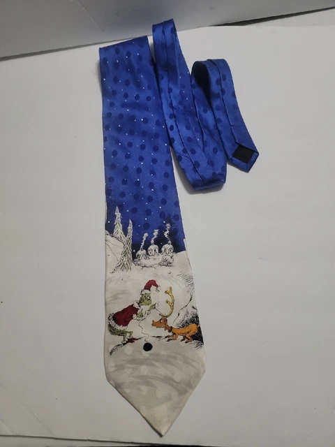Dr Seuss Wear Men's Necktie The Grinch Max Dog Reindeer Holiday Christmas Silk