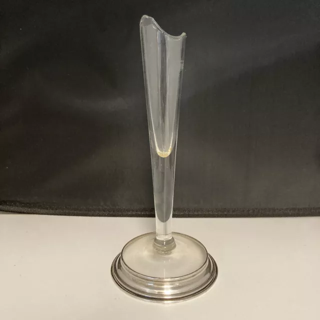 Wallace Sterling Ruffle Glass Silver Footed Single Stem Bud Vase 7” Tall