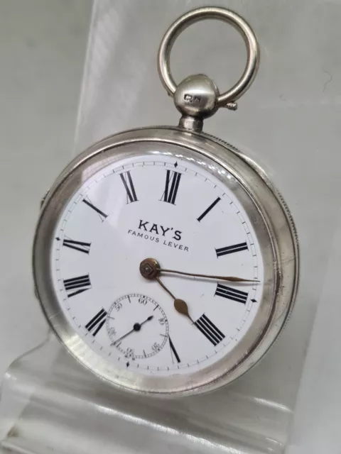 Antique solid silver Gents Kay's Famous Lever pocket watch 1901 Working Ref3371