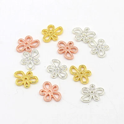 Metallperle Spacer Zwischenteile Blume Mix Silber Gold Rosegold 12mm 30 Stück