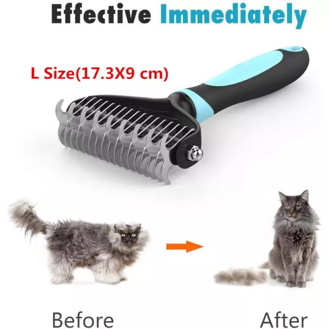 Dog Brush for Shedding Dematting Pet Grooming Cat Hair Undercoat Rake Comb LSize