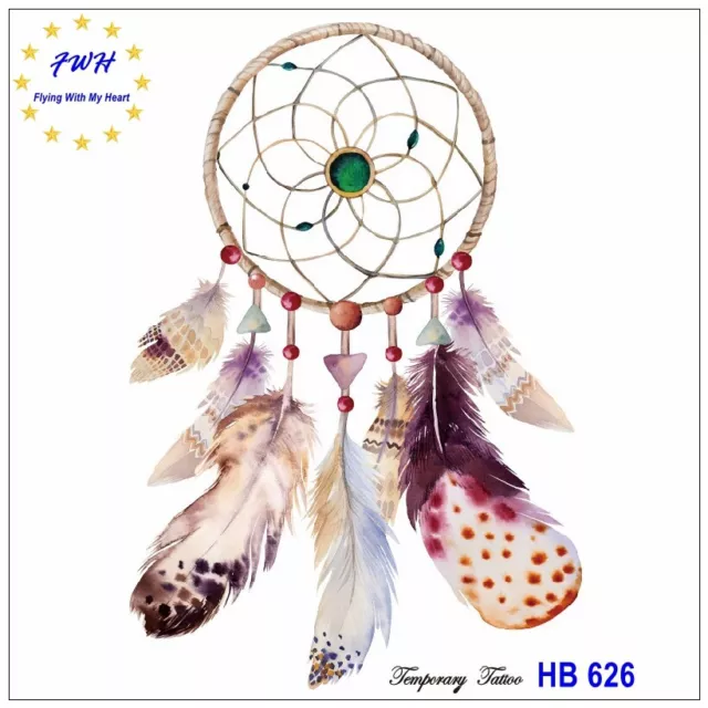 Dream Catcher Feather Eagle Cow Skull Owl Body Arm Temporary Art Tattoos TTL