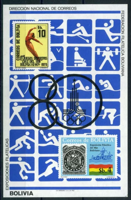 Olympiade Moskau 1980 Bolivien Block 100 postfrisch #JG556