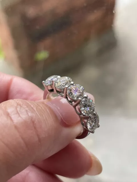 Moissanite Fire 3.00ctw Five Round Stone Ring Moissanite Fire 3.00ctw Five Round Stone Ring