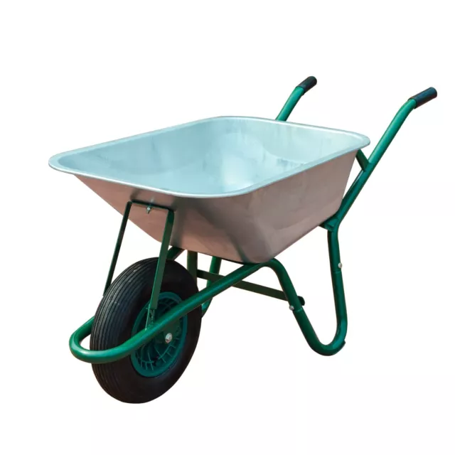 Neo 85L Large Wheelbarrow Home Garden Cart Galvanised with Pneumatic Tyre 150KG 2