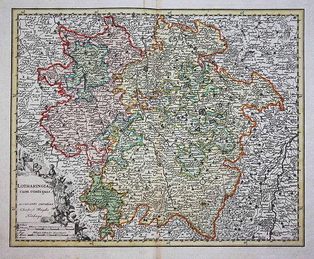 Lorraine Lothringen Landkarte France carte map Weigel Kupferstich gravure 1720