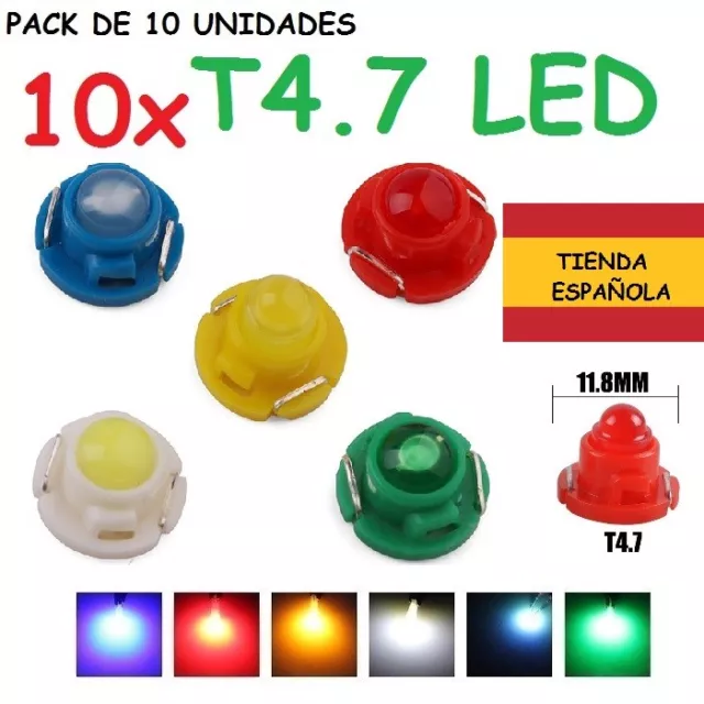 PACK DE 10x BOMBILLA T4.7 1 LED CERAMICA BOMBILLAS COCHE MOTO TABLERO RELOJES