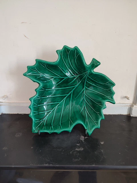 Lot De 2 Plats à Noix En Céramique Forme Feuille, Couleur Verte - État Neuf
