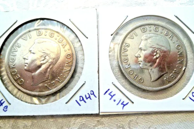 1948 and 1949 Great Britain  KING GEORGE VI HALF CROWN Coins