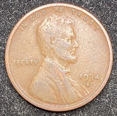 1934 D Lincoln Wheat Penny- Free Shipping