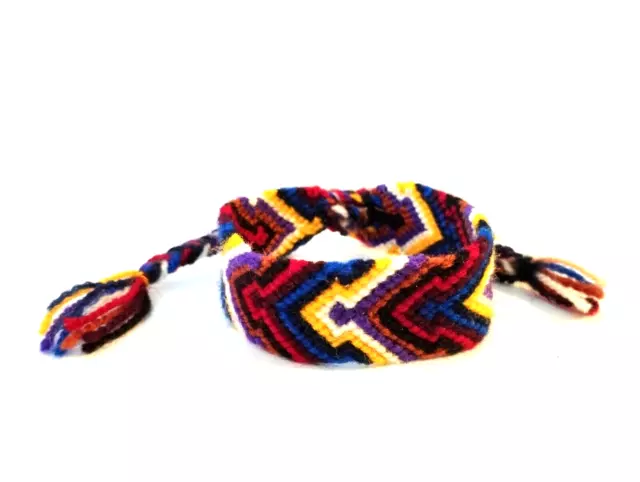 Peruvian Wool Friendship Bracelet Woven Handmade Ethnic Andean Beaded Adjustable