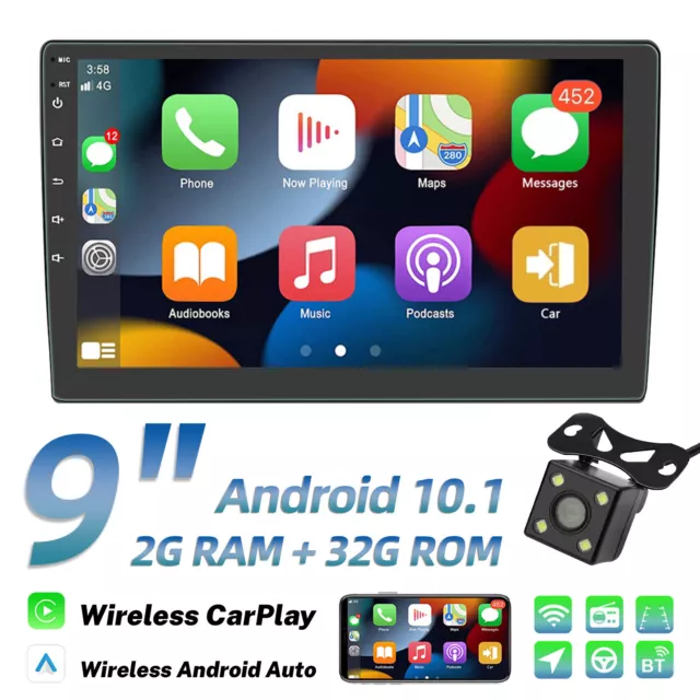 Android 10 2-Din 9" Car Stereo Apple CarPlay Radio GPS Navi WiFi FM+CAM NEW