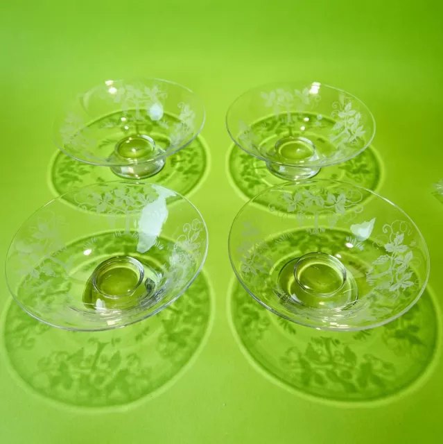 4 Stuart Crystal Dessert Bowls. Grapevine Pattern. England. 1920’s -1950