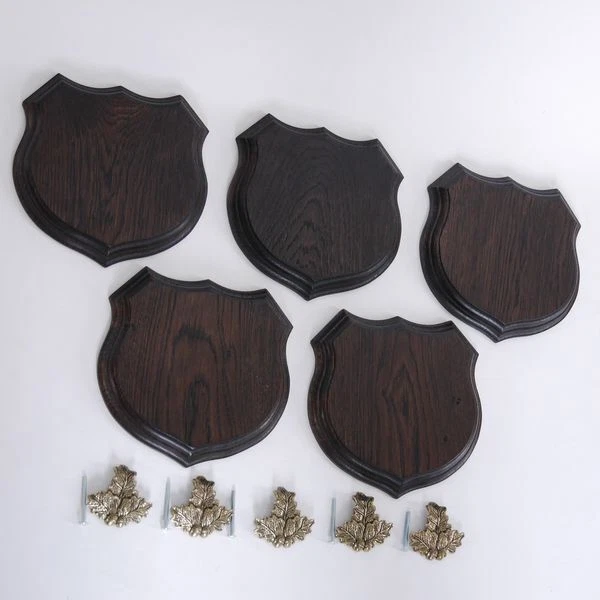 5x Wappenschilder Jabalí Af 17cm Escudo de Trofeo Hoja de Roble Portada Pequeño 3