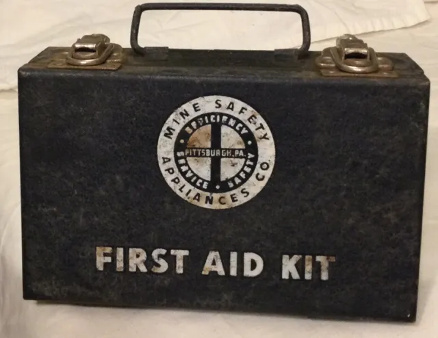 Vintage Mine safety Appliances Co First Aid Kit Box Pittsburgh PA - w/ Contents